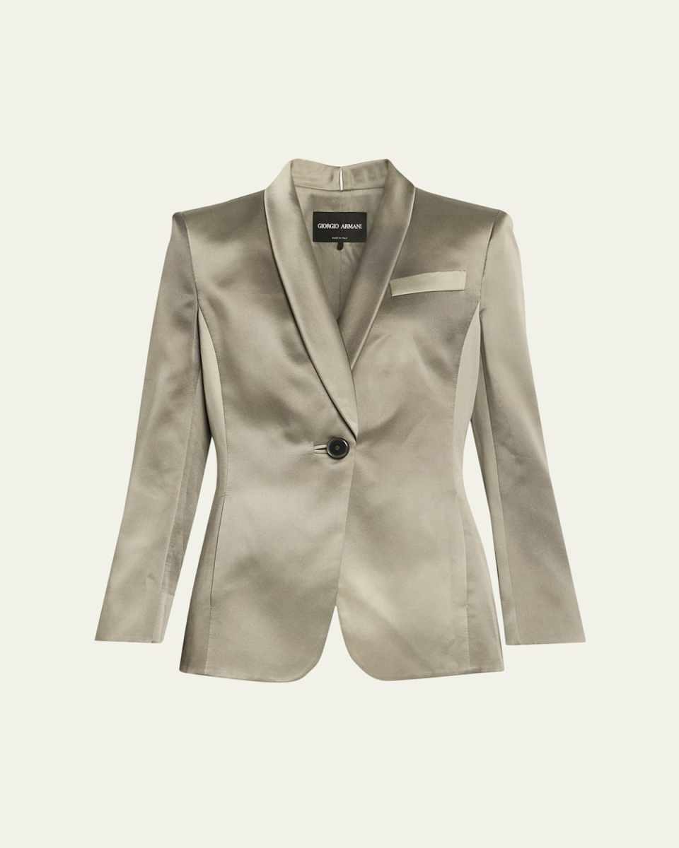 Ombre Satin Single-Breasted Blazer